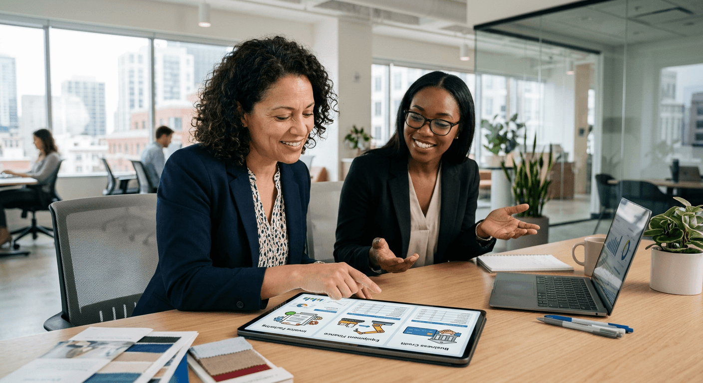 A small business owner comparing working-capital offers with an advisor