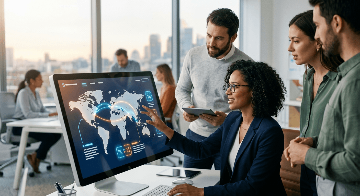 A small-business finance team sending cross-border payments through a global platform