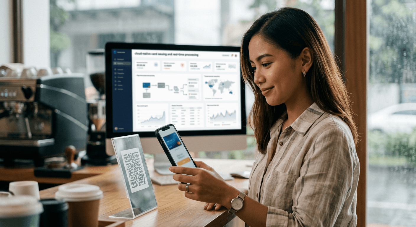 A Philippine digital-wallet user making a QR payment through a real-time processing platform