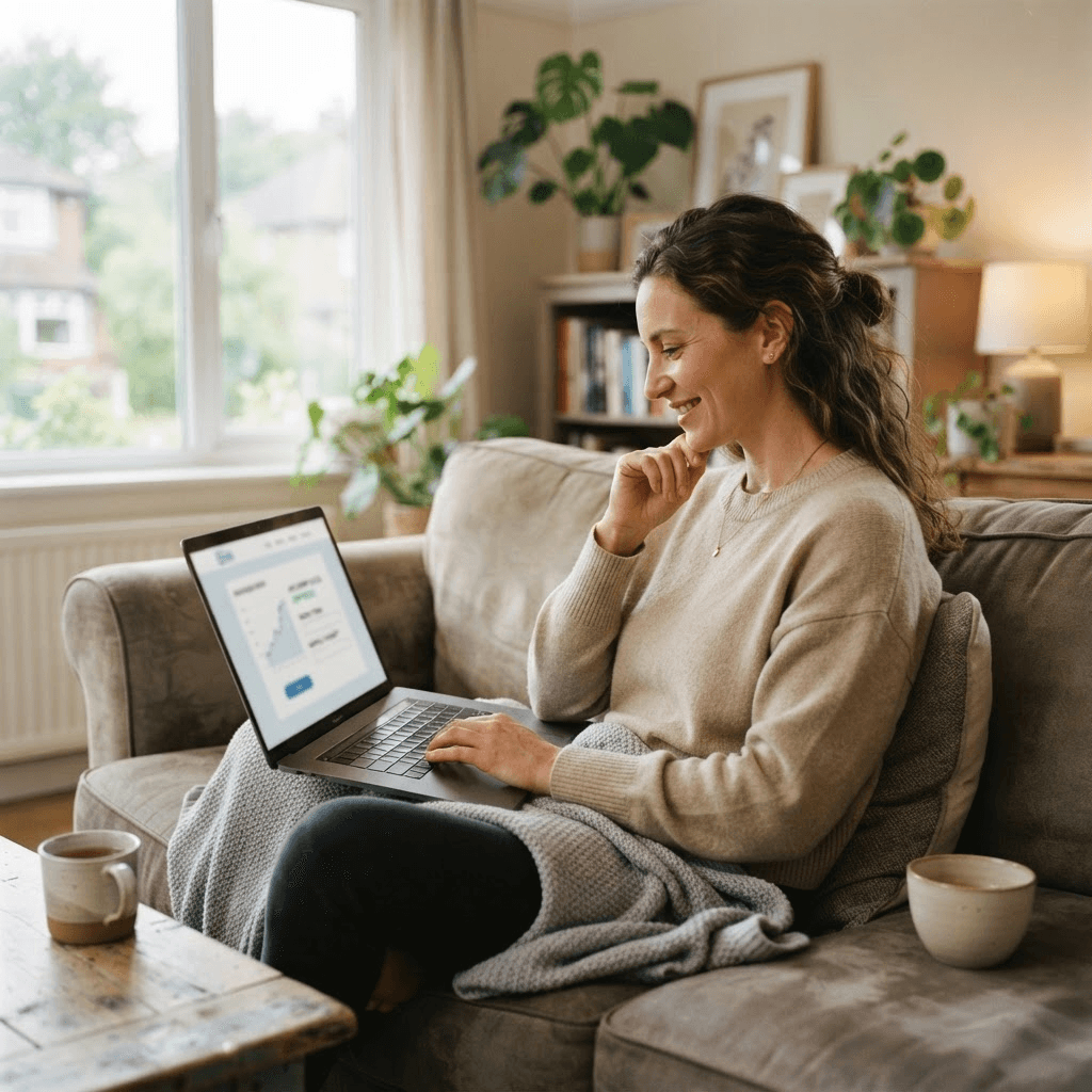 A person reviewing a personal loan offer on a laptop at home